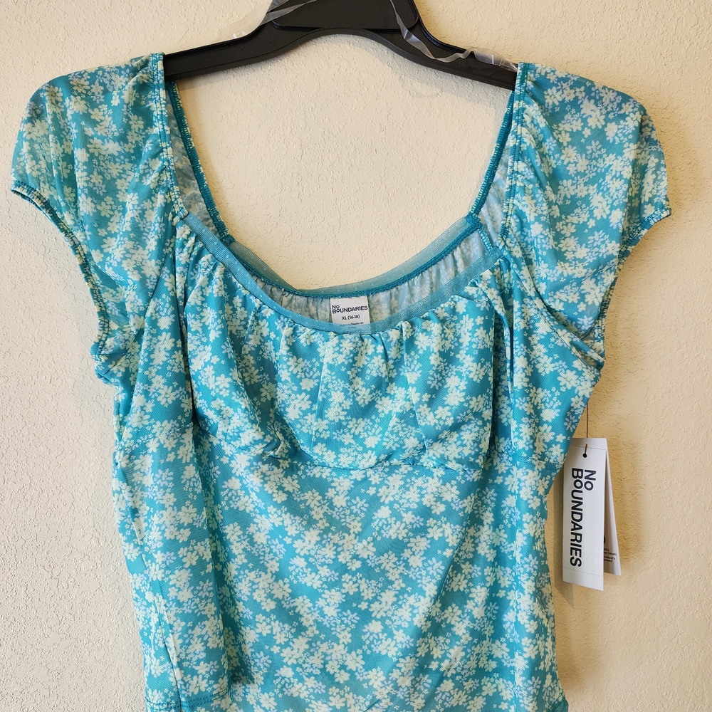 No Boundaries Turquoise Floral Women's Blouse